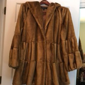 Faux mink swing coat